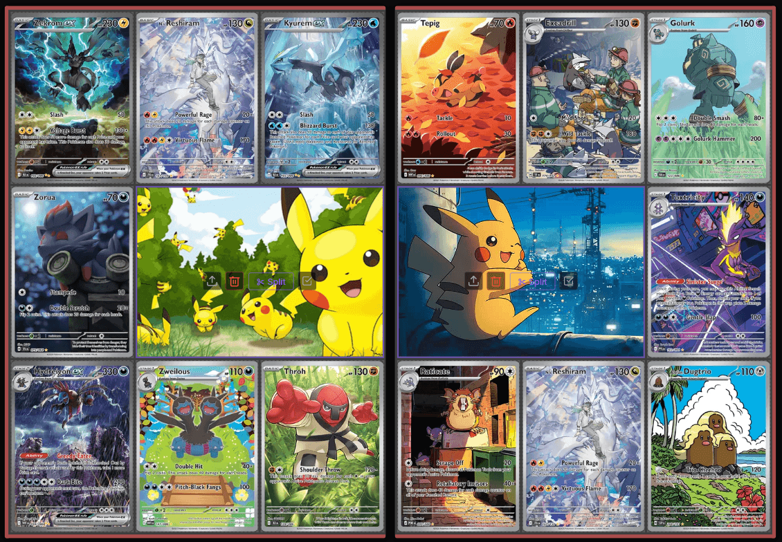 Multiple slots merged into one large cell in a digital binder